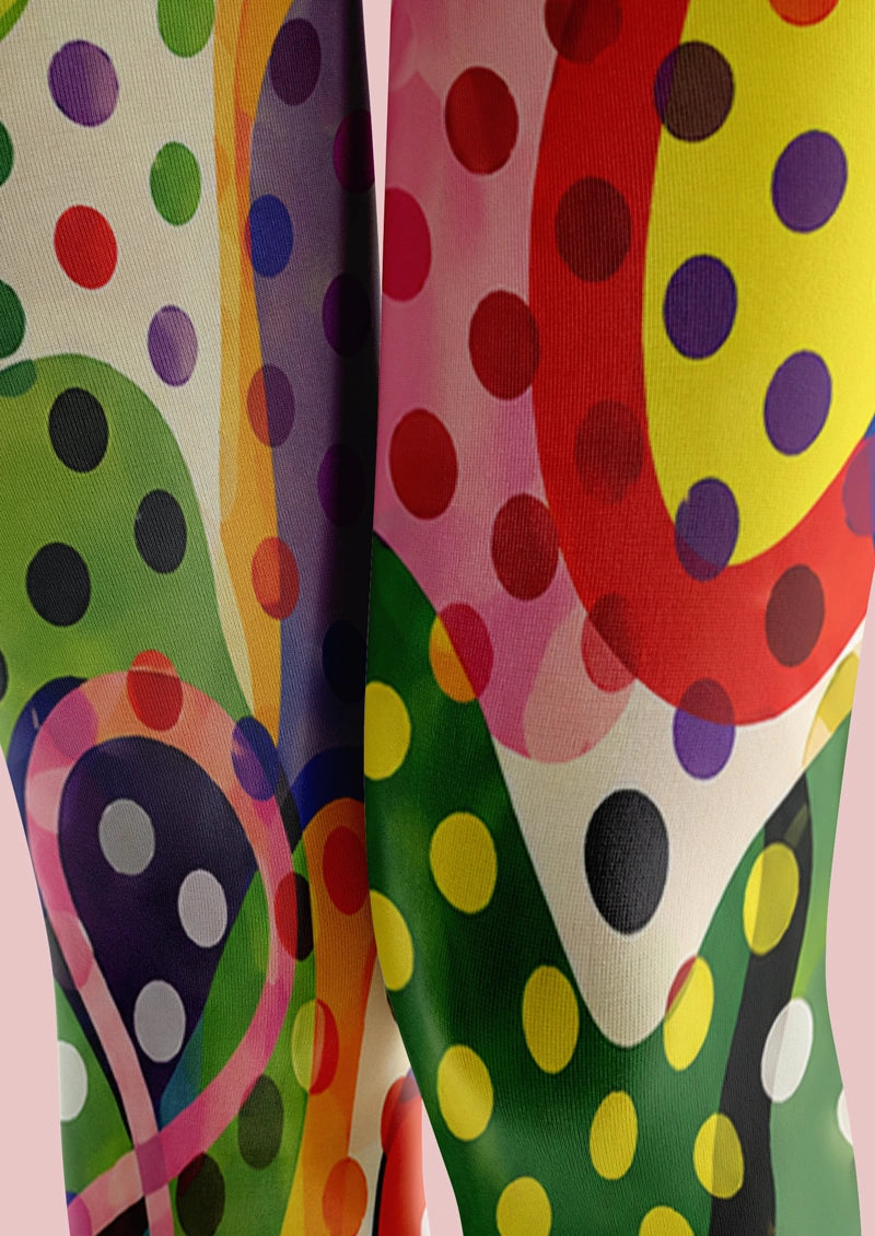 Colorful Polka Dot Swirl Tights Hosiery Pantyhose