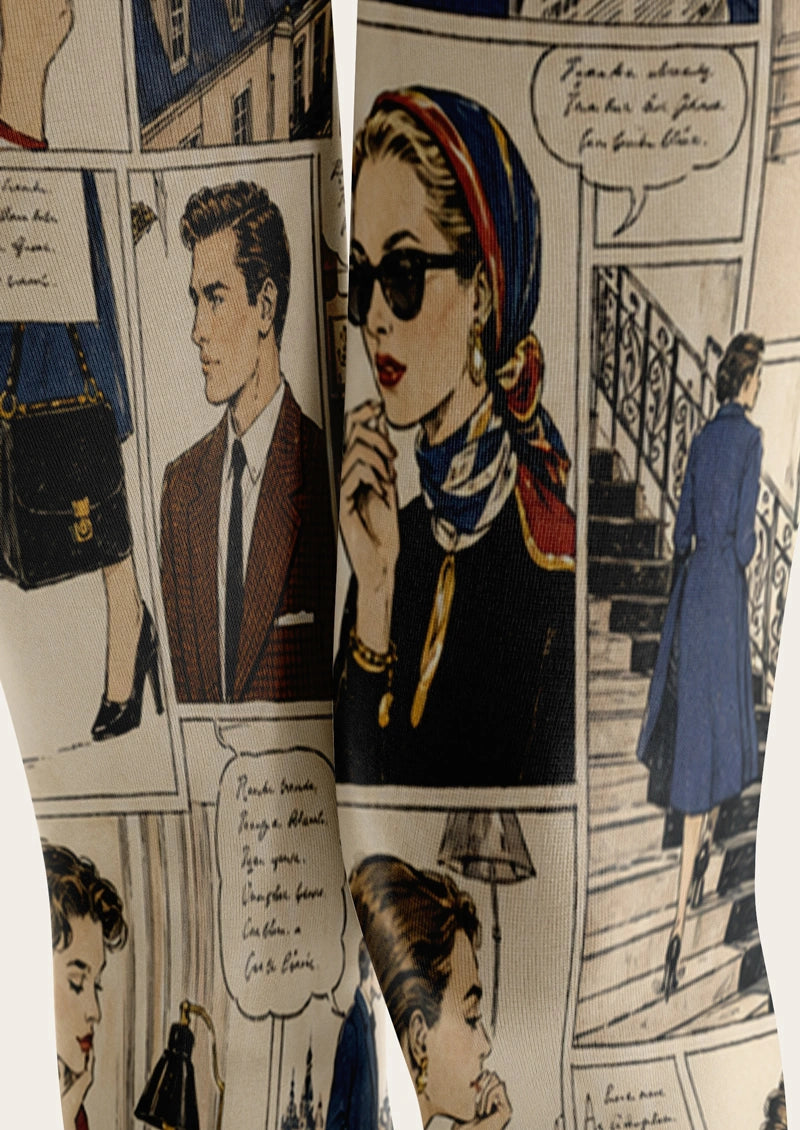 Vintage Comic Strip Tights Hosiery Pantyhose
