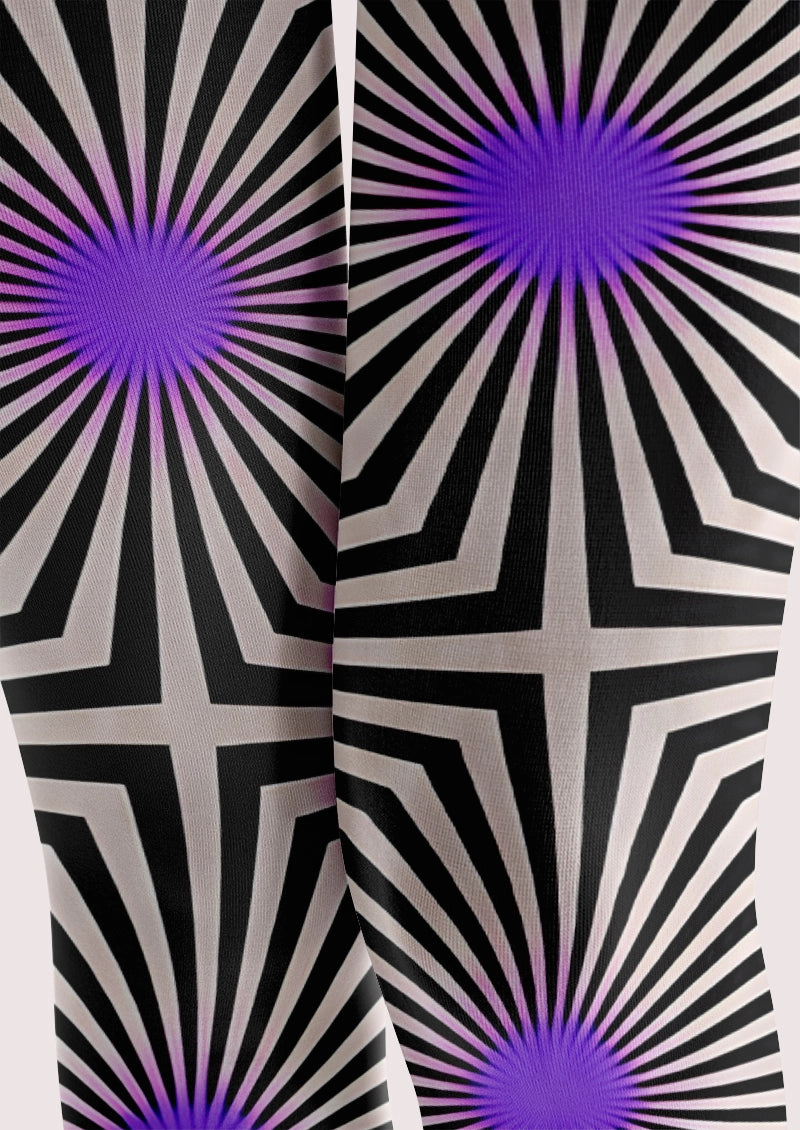 Geometric Optical Spiral Pattern Footless Tights Hosiery Leggings