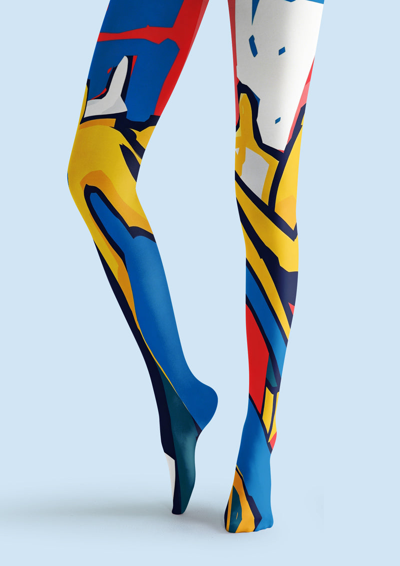 Color Block Pop Art Geometric Tights Hosiery Pantyhose