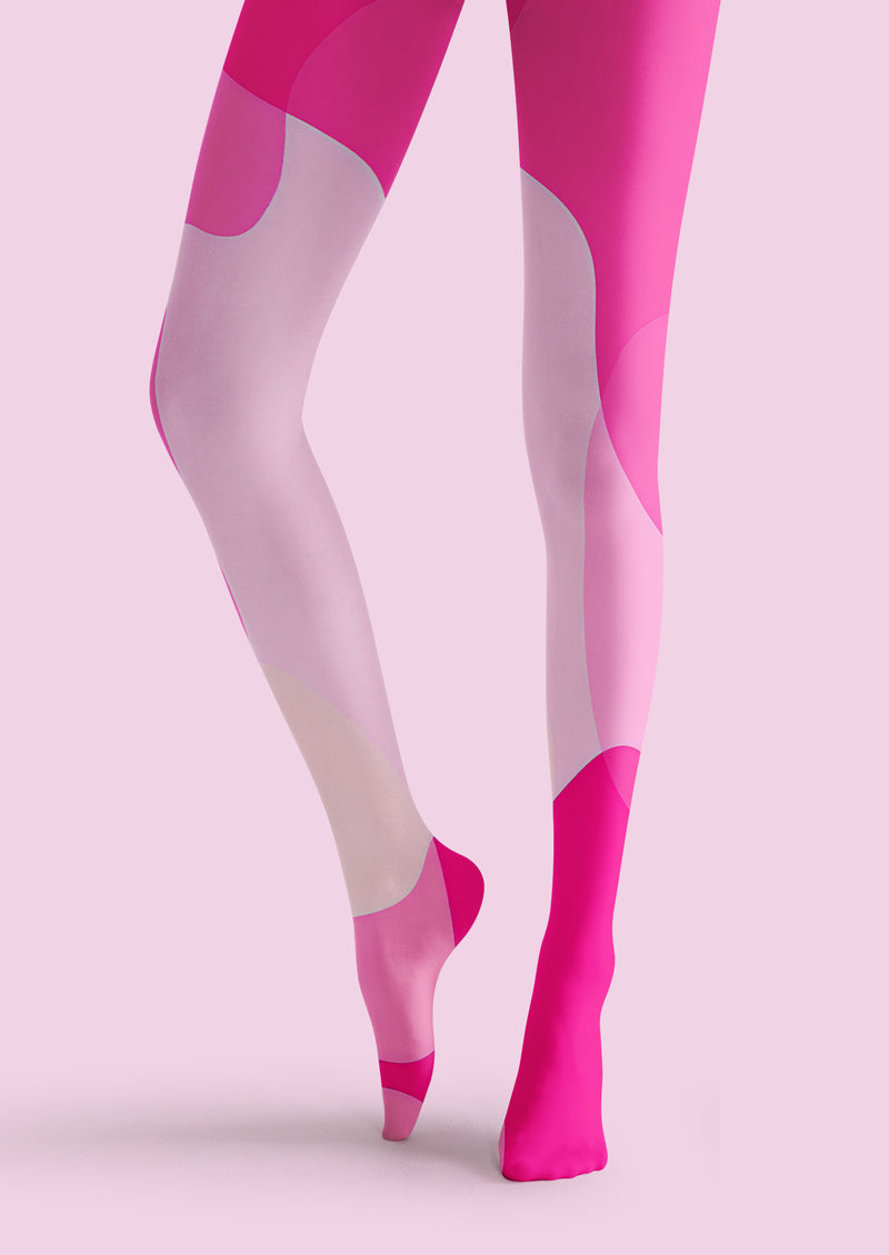 Pink White Geometric Tights Hosiery Pantyhose