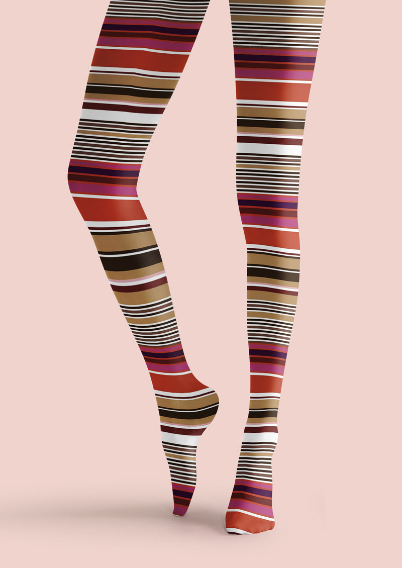 Retro Color Stripe Tights Hosiery Pantyhose