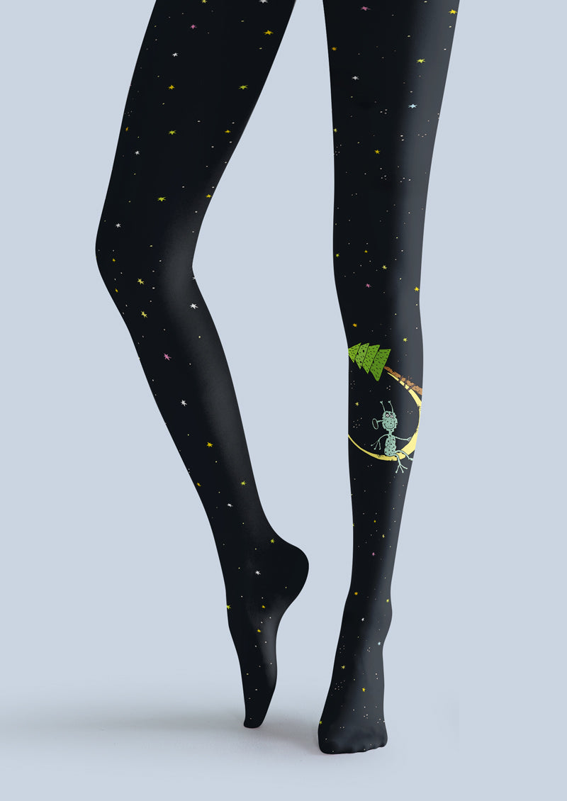 Black Starry Sky Cartoon Tights Hosiery Pantyhose