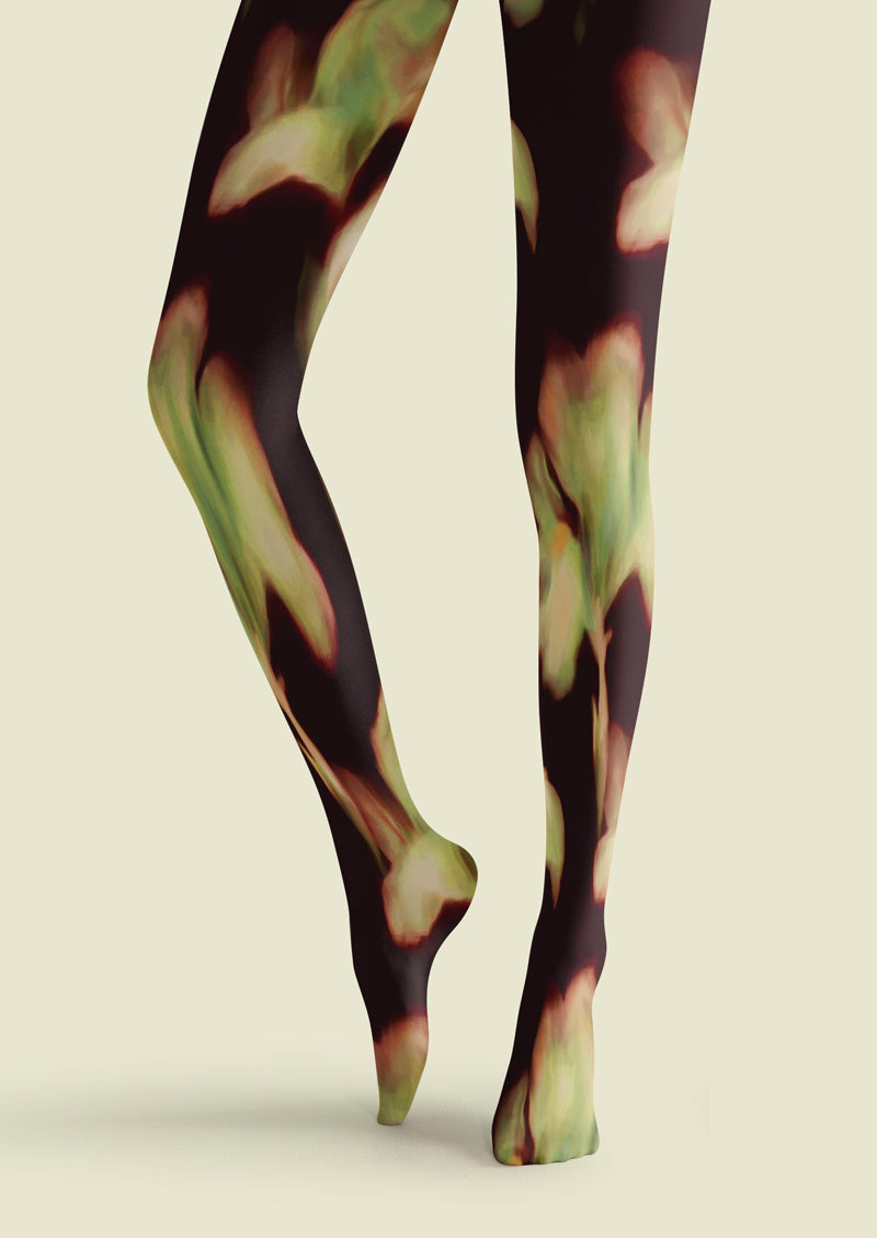 Brown Ginkgo Leaf Tights Hosiery Pantyhose