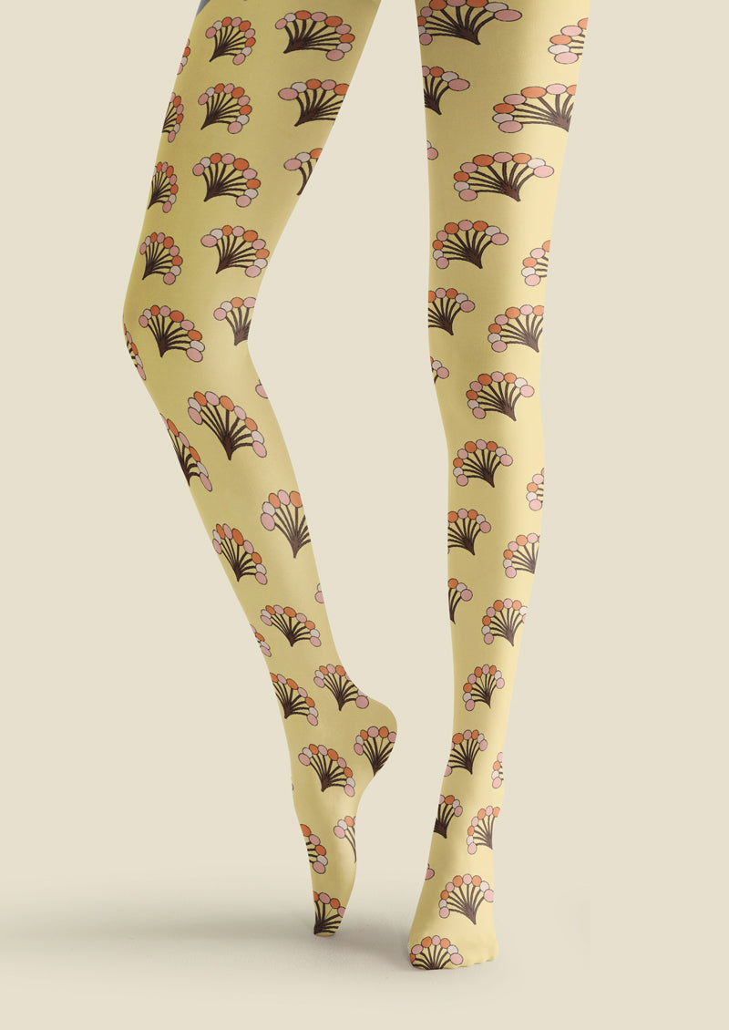 Yellow Umbrella Flower Tights Hosiery Pantyhose