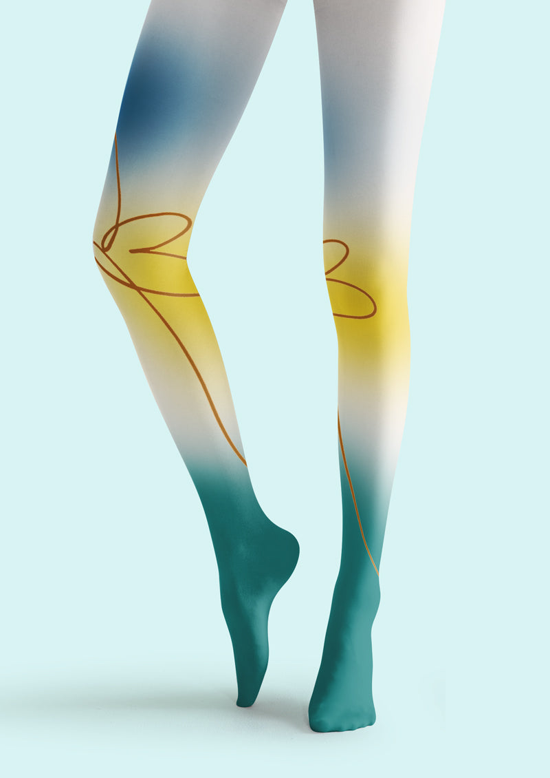 Gradient Line Printed Tights Hosiery Pantyhose