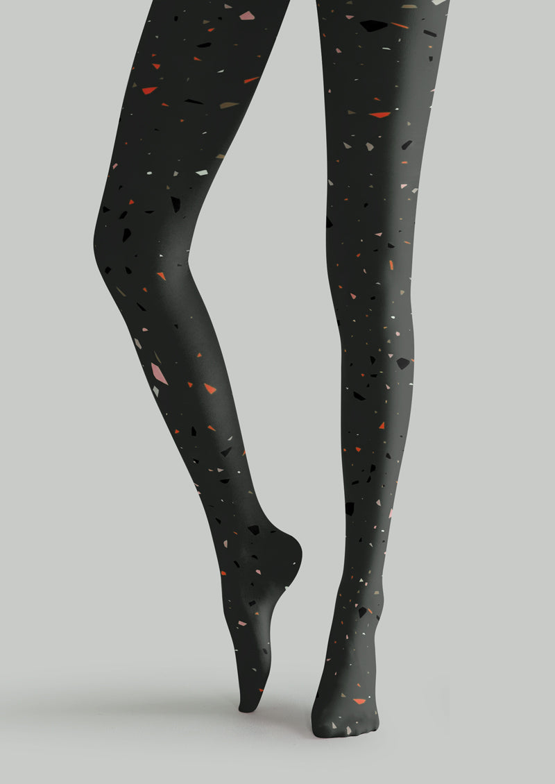 Black Terrazzo Tights Hosiery Pantyhose