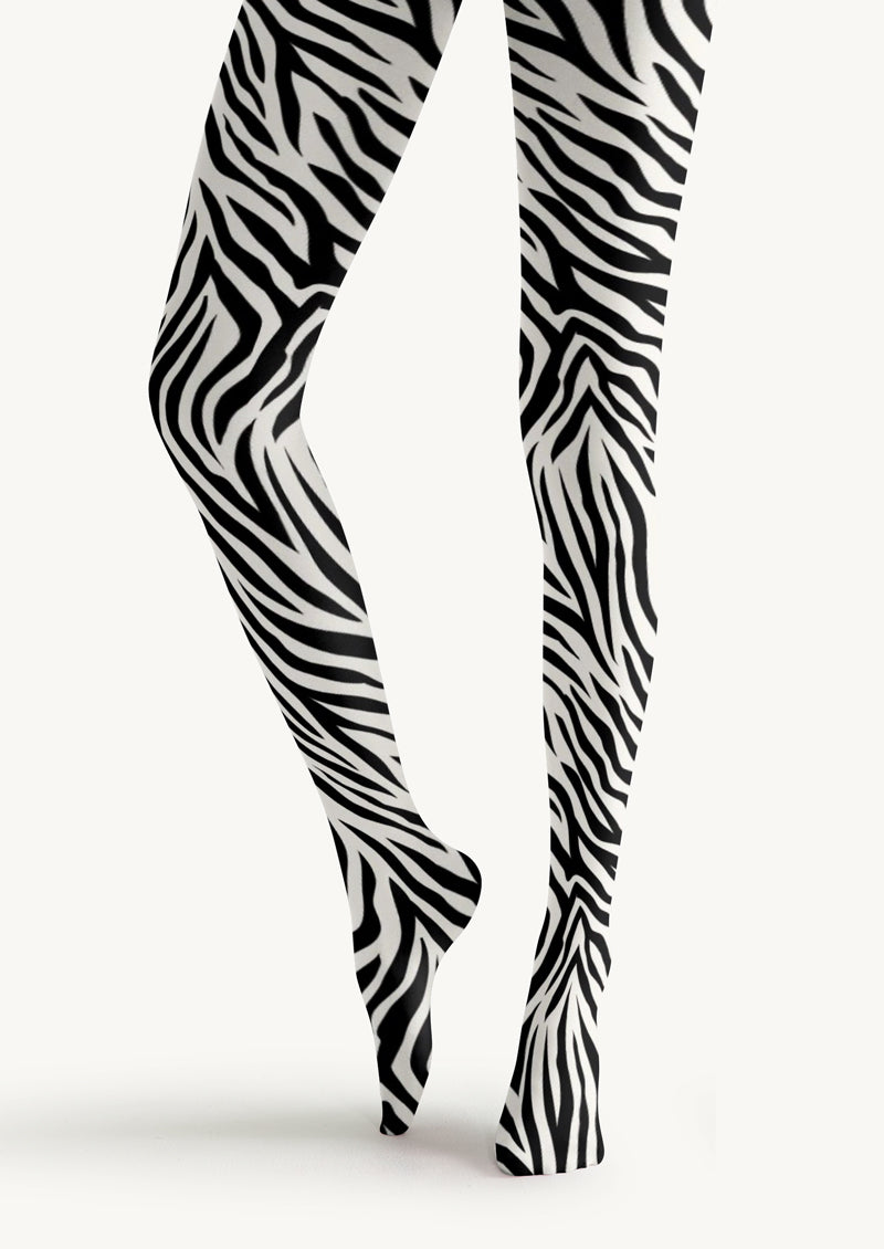 Zebra Striped Printed Tights Hosiery Pantyhose