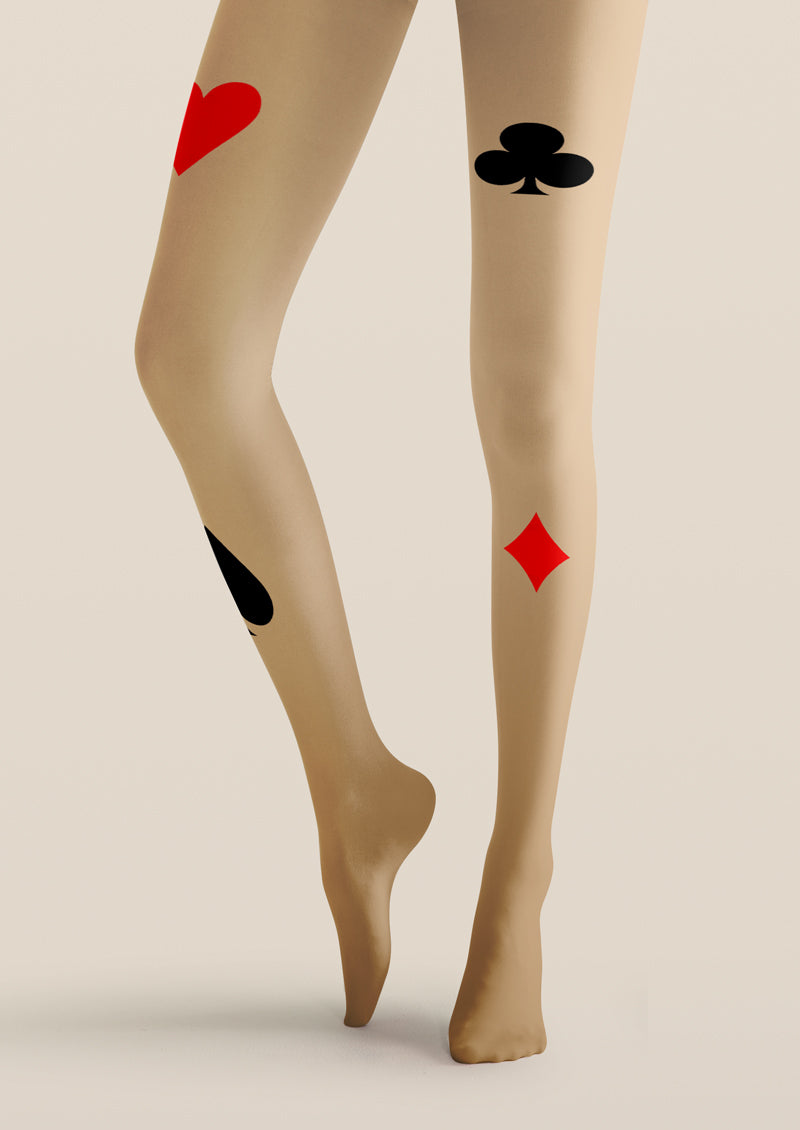 Playing Card Suit Printed Tights Hosiery Pantyhose