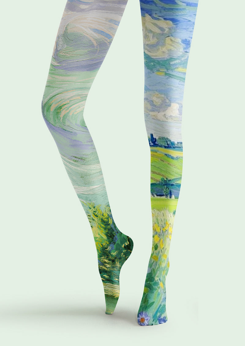 Van Gogh Landscape Oil Painting Tights Hosiery Pantyhose