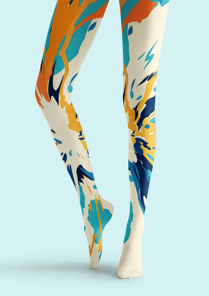 Color Block Splash Art Tights Hosiery Pantyhose