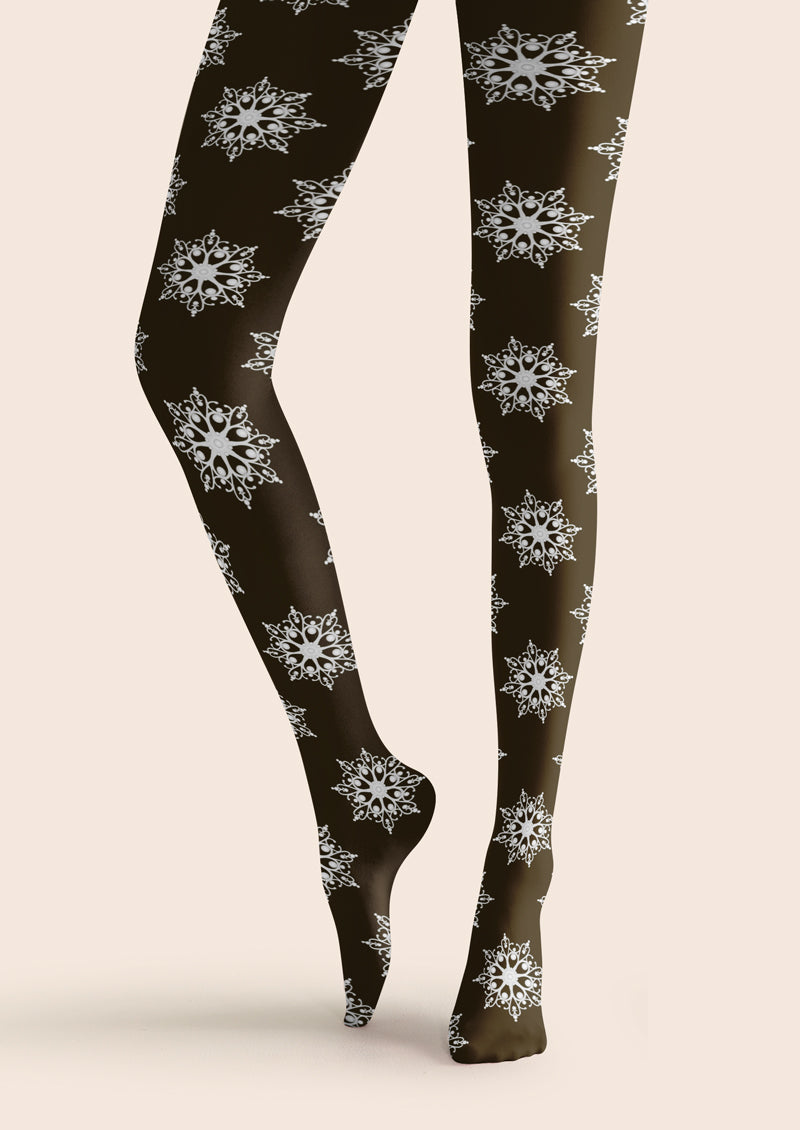 Brown Snowflake Tights Hosiery Pantyhose