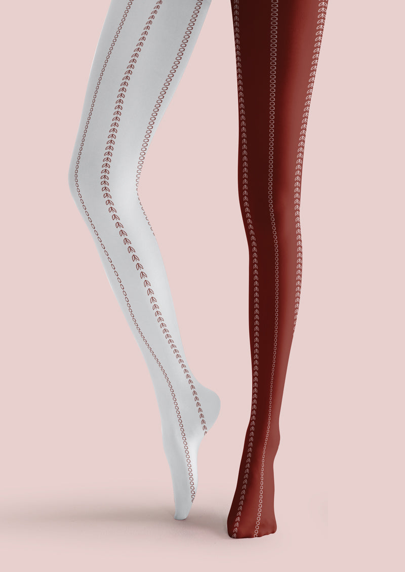 Red White Stitch Tights Hosiery Pantyhose