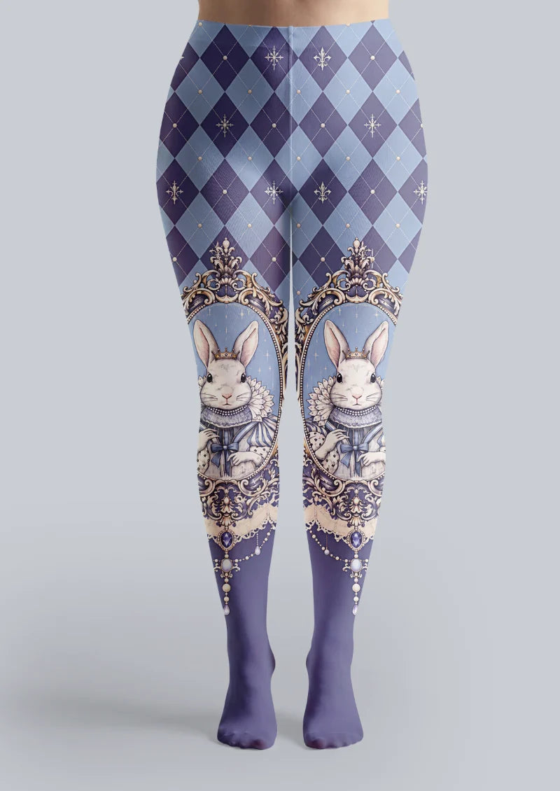 Blue Crowned Rabbit Argyle Tights