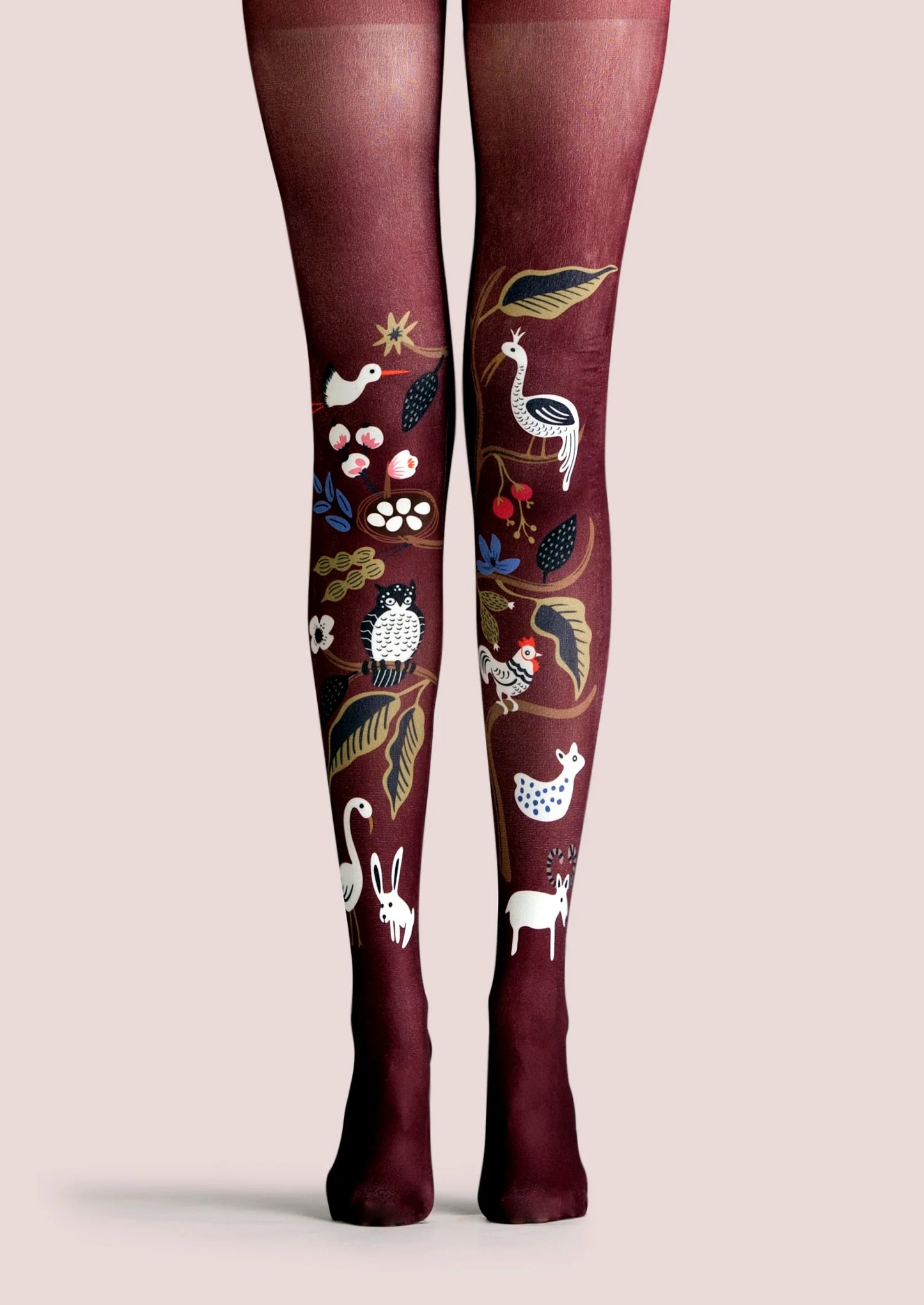 Fun art Print Tights Cartoon animals Pantyhose/Tights [Whimsical Secret Garden]