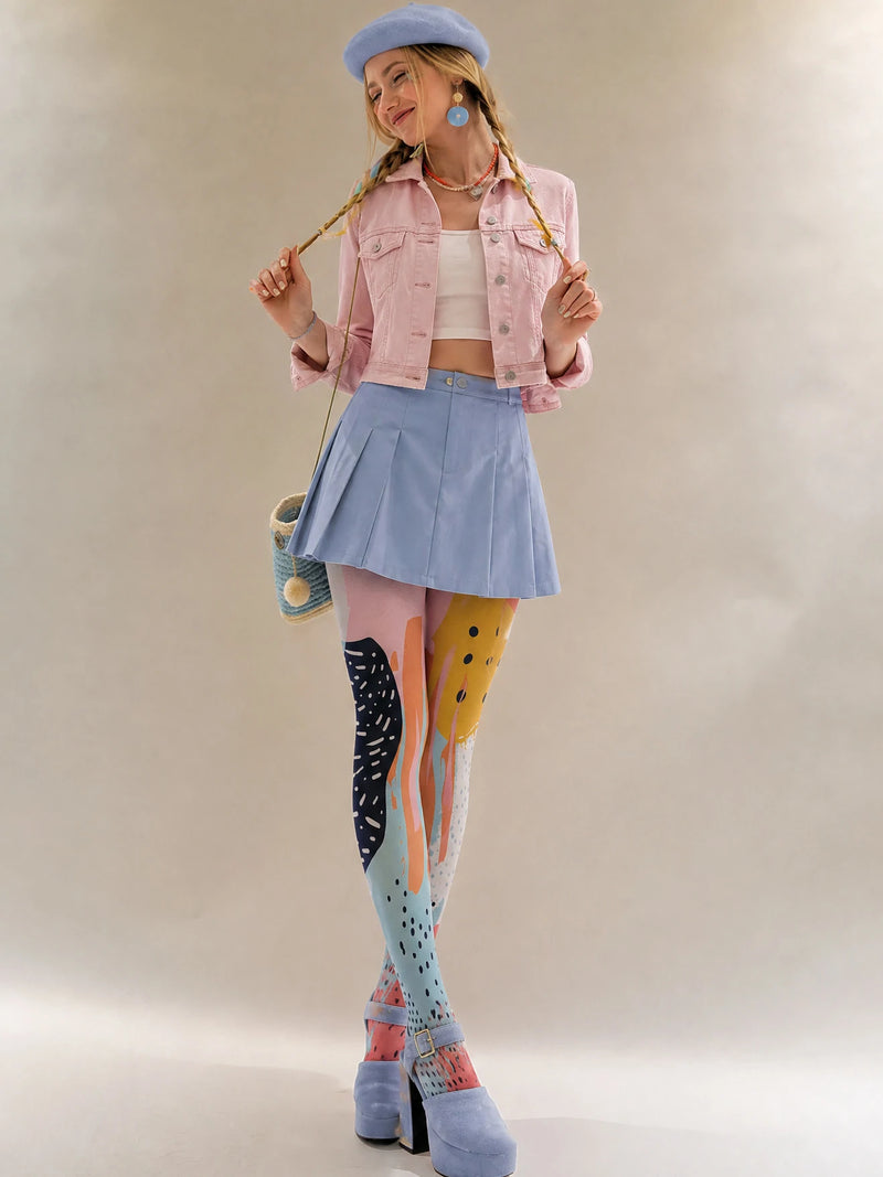 Abstract Pop Art Polka Dot Tights Hosiery Pantyhose