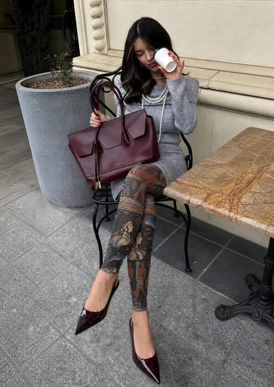 Greek Mythology Vase Graphic Footless Tights Hosiery Leggings