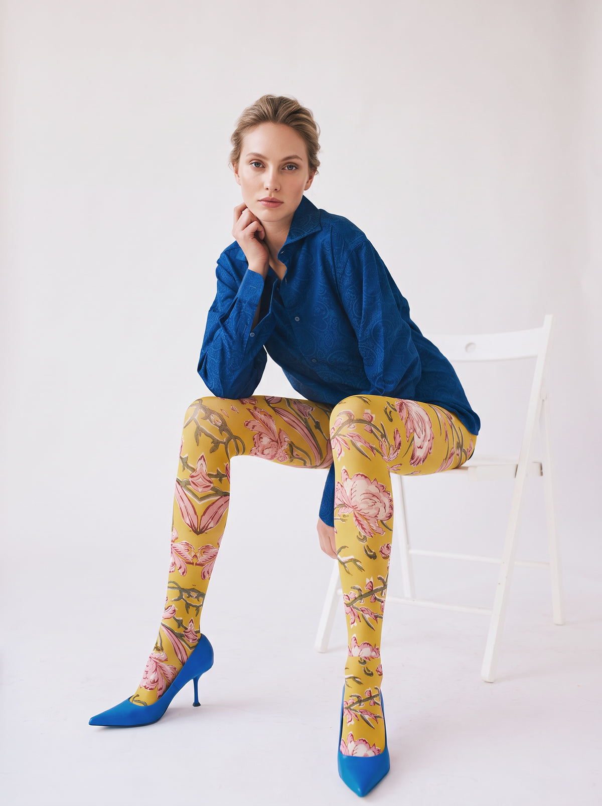 Yellow Pink Floral Tights