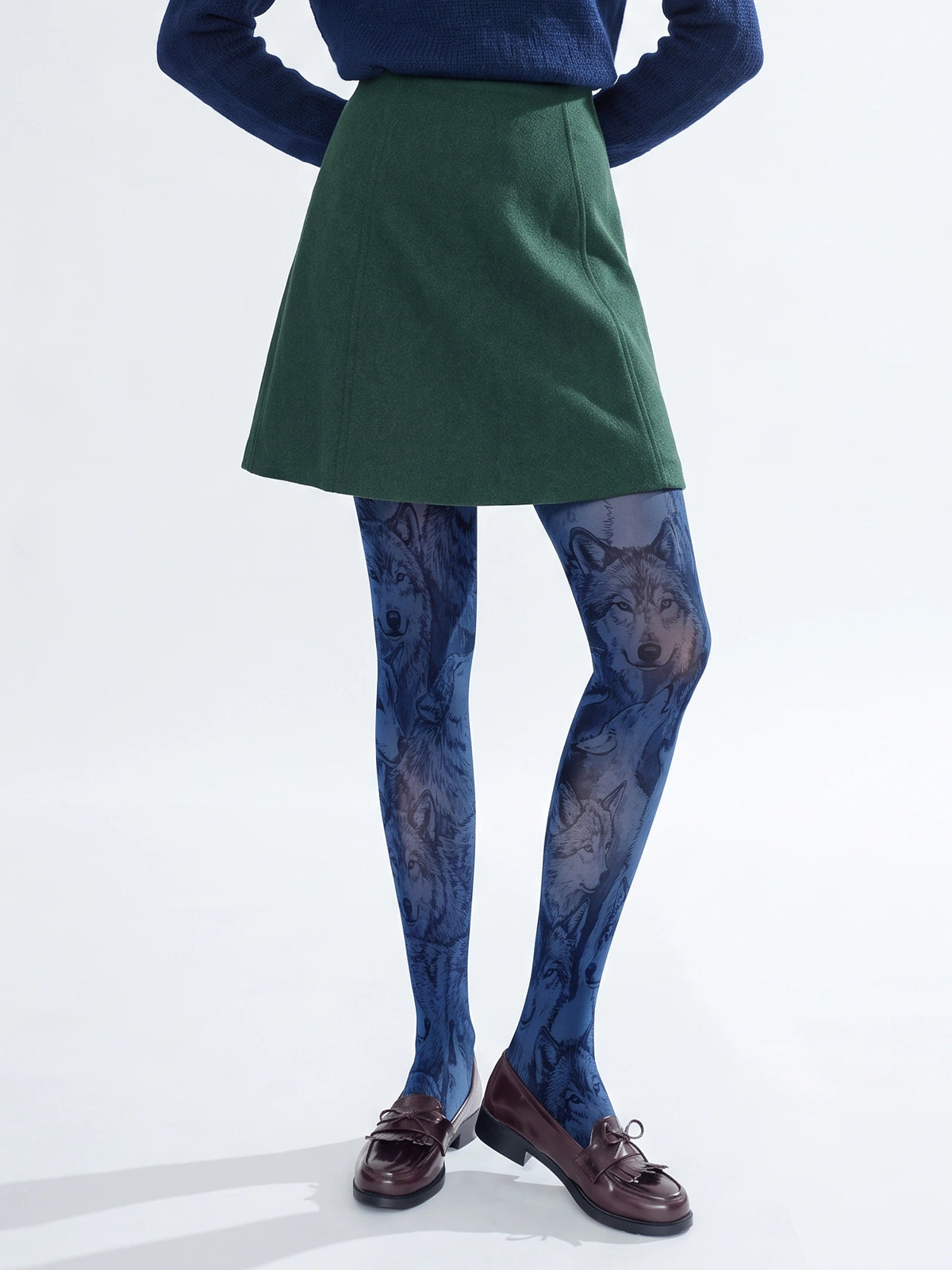 Blue Wolf Portrait Tights