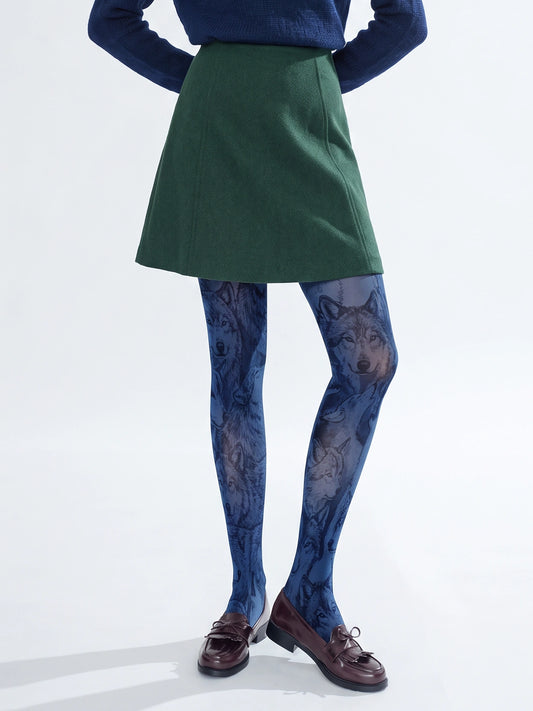Blue Wolf Portrait Tights