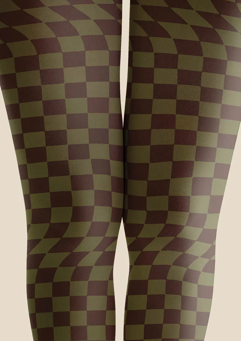 Geometric Art Mocha Diamond Tights Hosiery Pantyhose