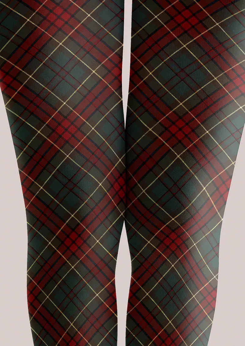 Christmas  Holiday Plaid Story Tights Hosiery Pantyhose