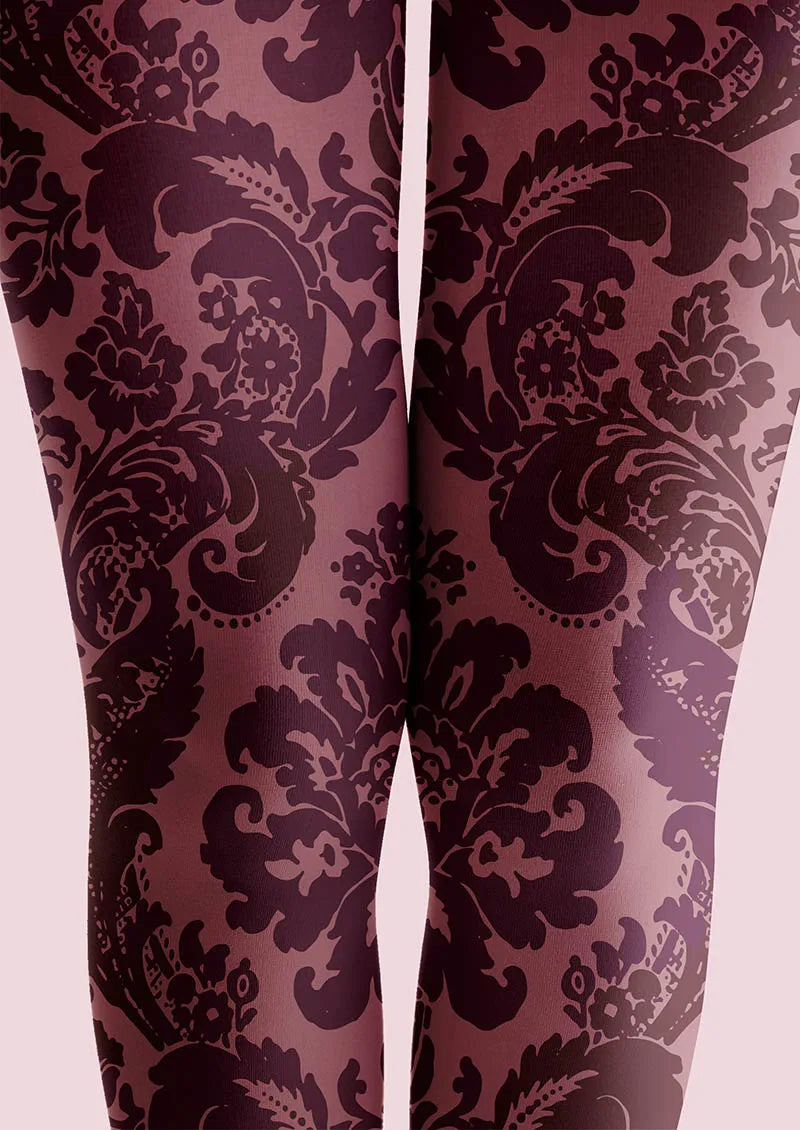Baroque Bloom Plum Velvet Tights Hosiery Pantyhose
