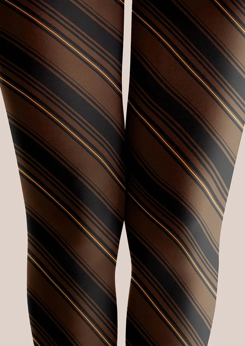 Geometric Art Brown Weave Tights Hosiery Pantyhose