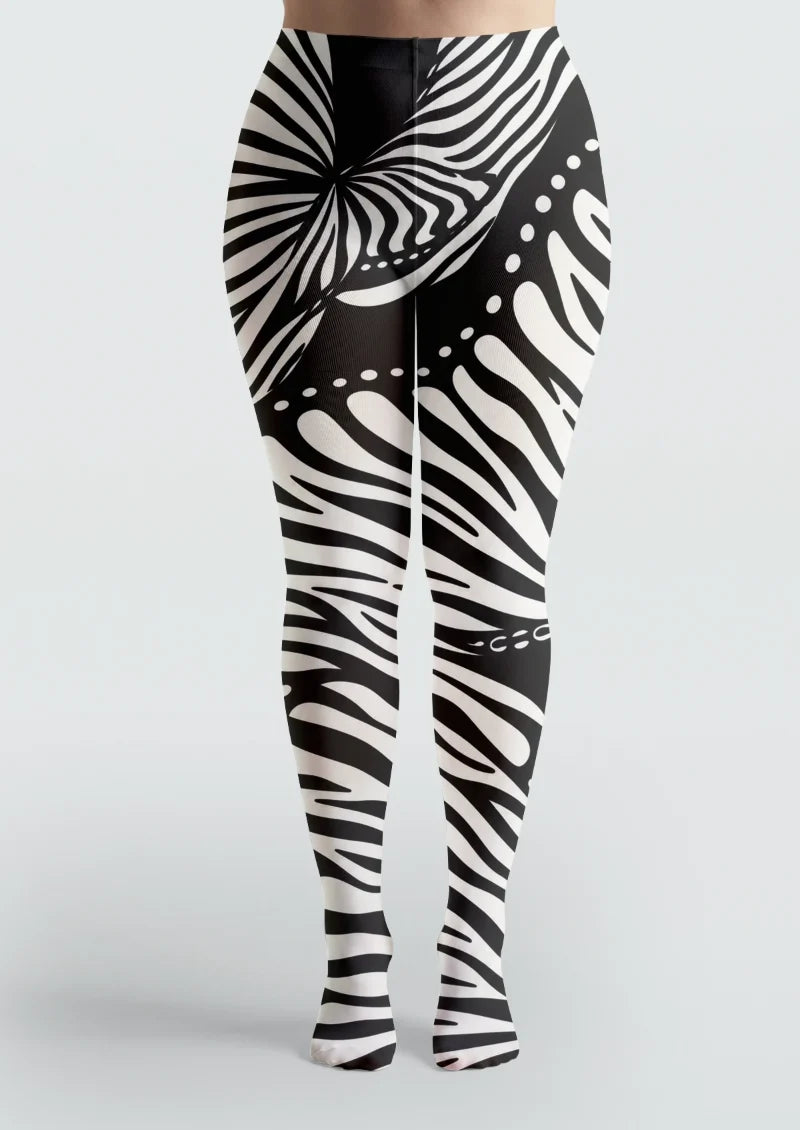 Black and White Zebra Motif Tights