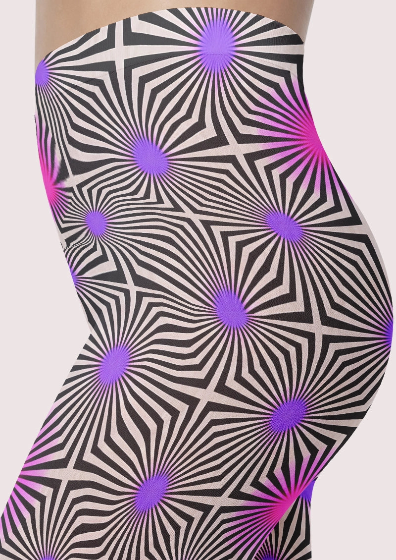 Geometric Optical Spiral Pattern Footless Tights Hosiery Leggings