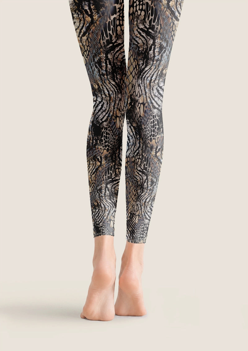 Black Mixed Animal Print Footless Tights
