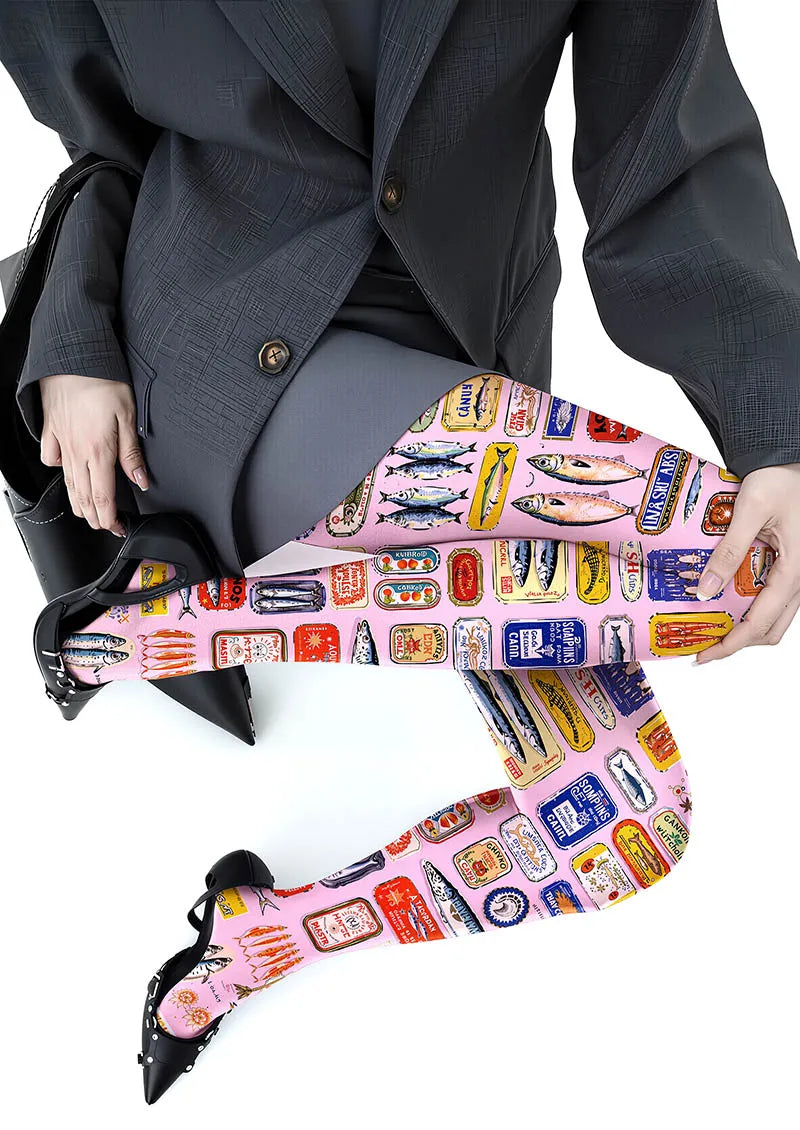 Fun art Print Tights Personality Pantyhose/Tights [Sardine Pop]