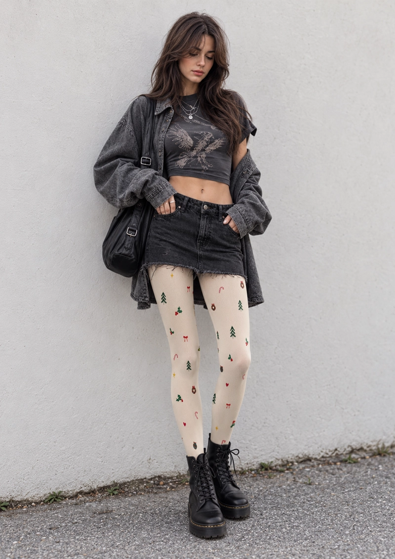 Ivory Christmas Tights