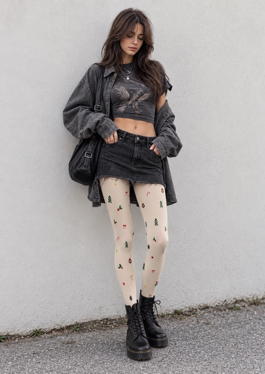 Ivory Christmas Tights