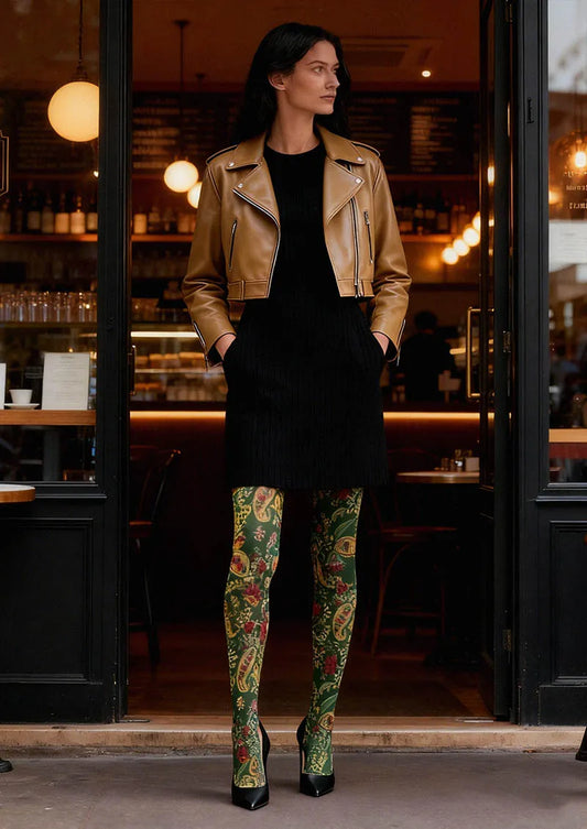 Mint Vintage Paisley Tights Hosiery Pantyhose