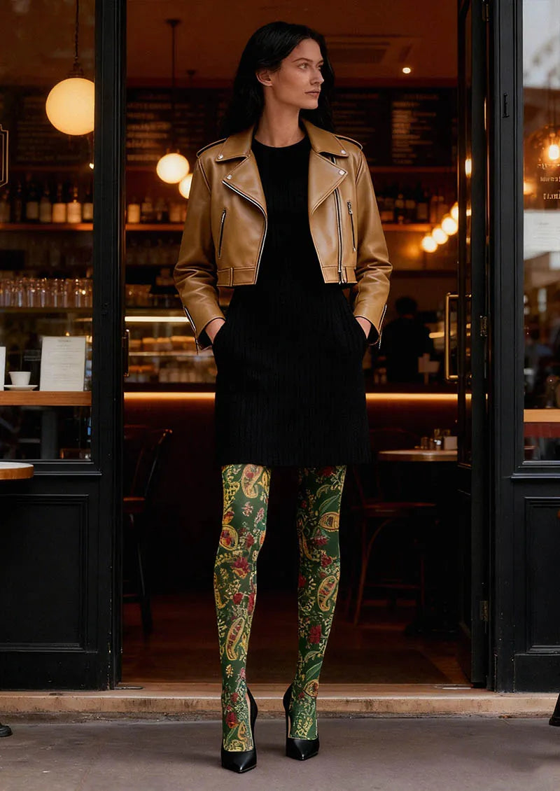 Mint Vintage Paisley Tights Hosiery Pantyhose