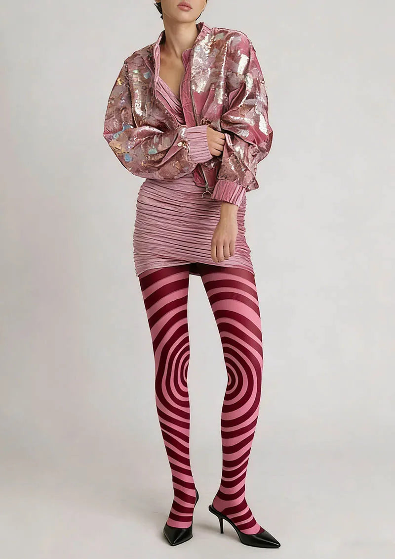 Pink Swirl Tights Hosiery Pantyhose