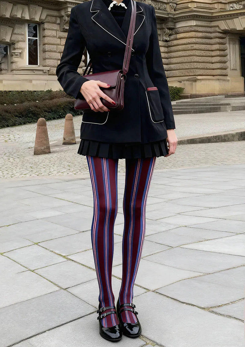 Geometric Art Vintage Groove Tights Hosiery Pantyhose