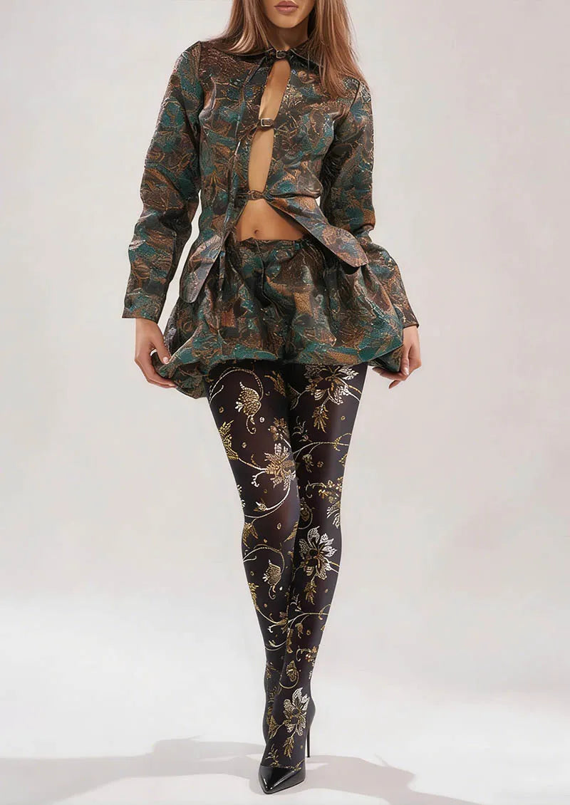 Floral pattern Dark Floral Tights Hosiery Pantyhose