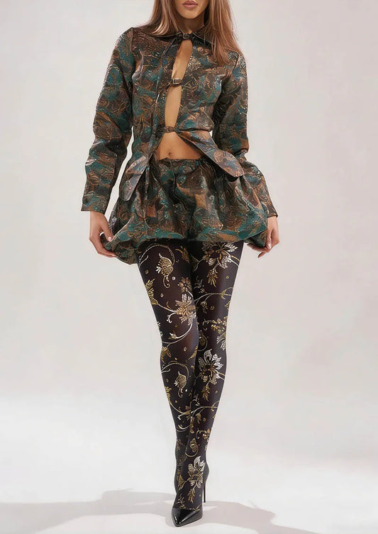 Floral pattern Dark Floral Tights Hosiery Pantyhose