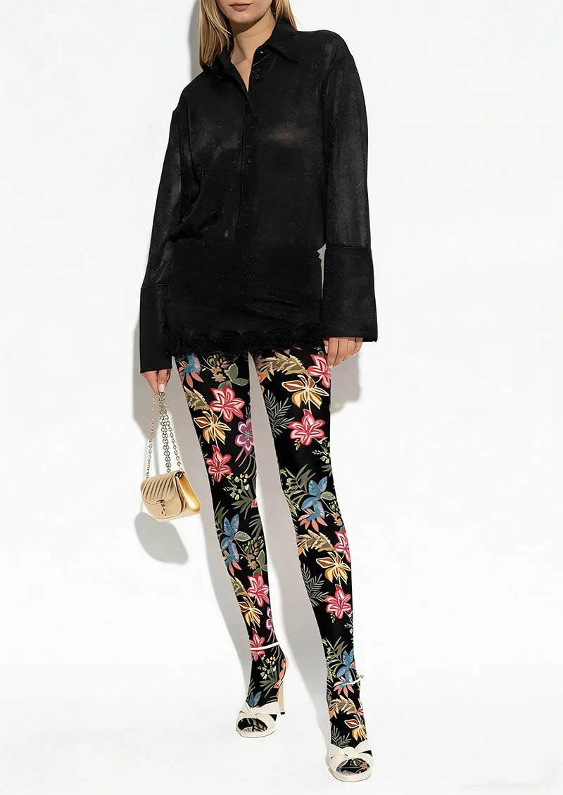 Floral pattern Night Bloom Tights Hosiery Pantyhose