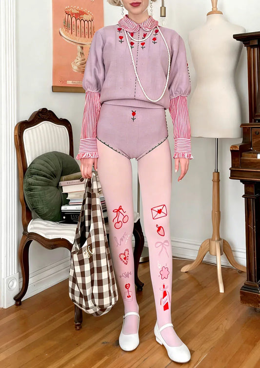 Valentine's Day Pink Letter Tights Hosiery Pantyhose