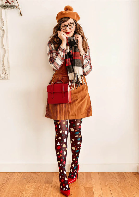 Berry Leopard Tights Hosiery Pantyhose