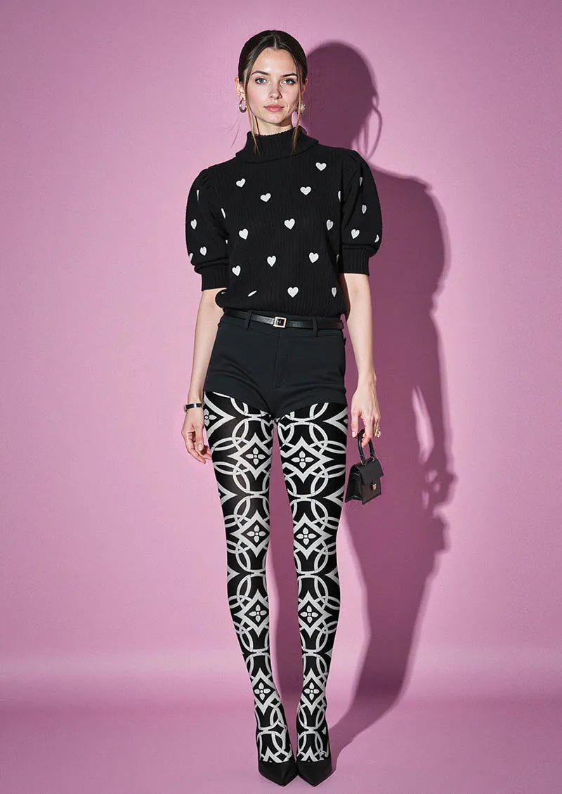 Interlock Print Tights Hosiery Pantyhose