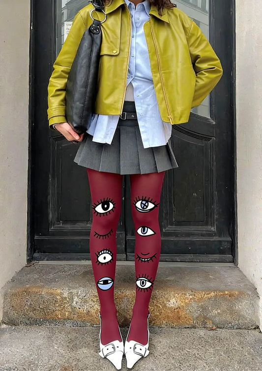Fun Art Wink Eyes Tights Hosiery Pantyhose