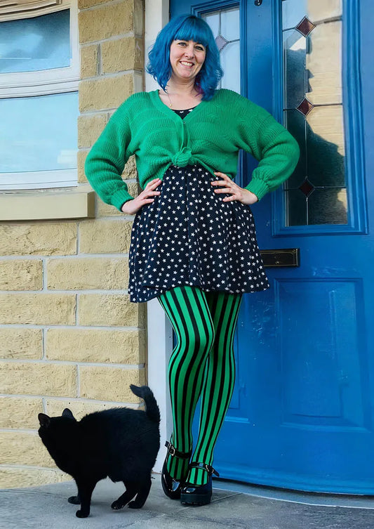 Green Shadow Stripe Tights Hosiery Pantyhose