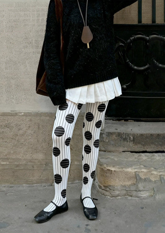 Pop Art Mono Dots Tights Hosiery Pantyhose