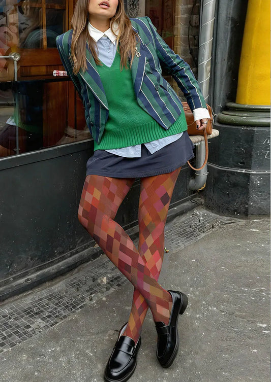 Geometric Art Arc Glow Tights Hosiery Pantyhose