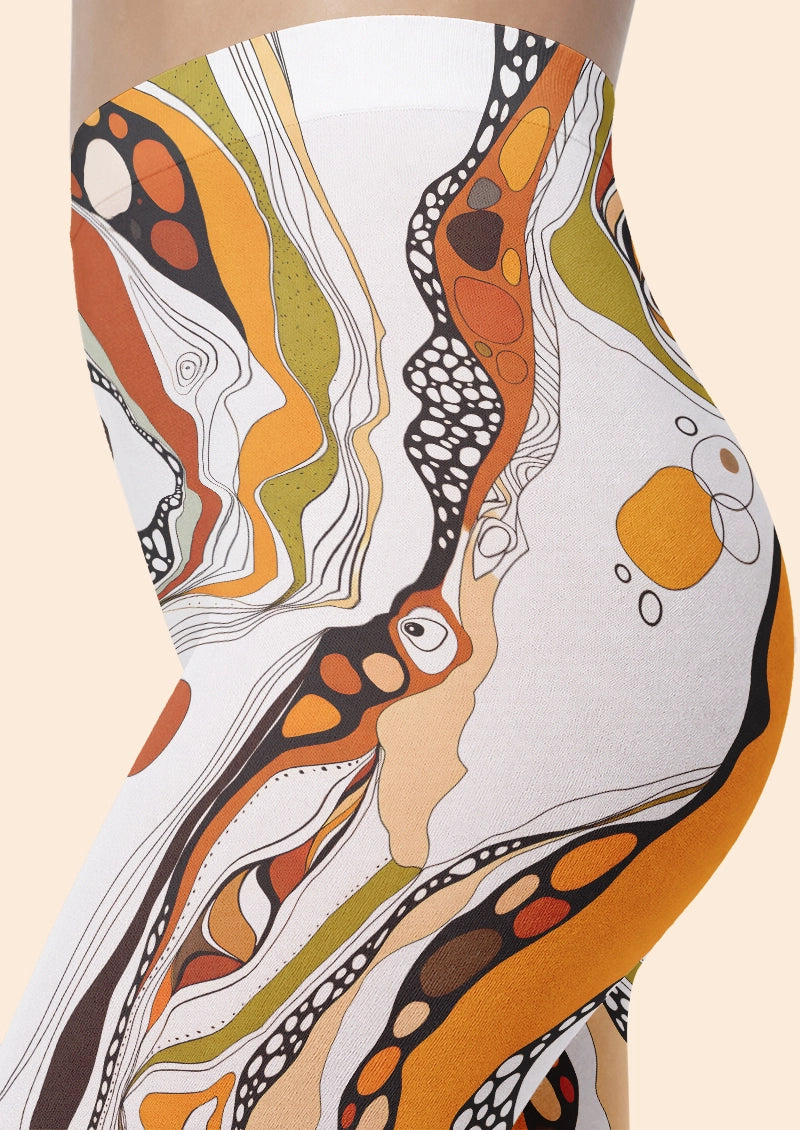 Abstract Retro Graphic Footless Tights Hosiery Leggings
