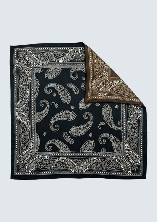 Black Classic Paisley Wool & Silk Square Scarf
